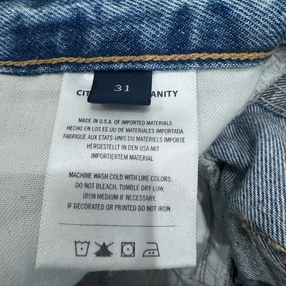 Citizens Of Humanity Womens Blue Franca Pleated‎ Baggy Jean Shorts Size 31